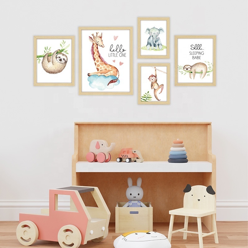 EAGLEGIFTS Nursery Cute Framed Art Custom Paper Printing Wall Art Set Home decoration Printed Art Pictures