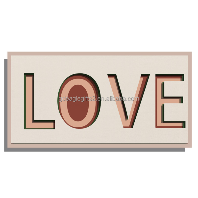 EAGLEGIFTS Love Sign Plastic Frames Picture Wall Art Mixed Media Artwork 3D Cardboard Wall Decorations for Home