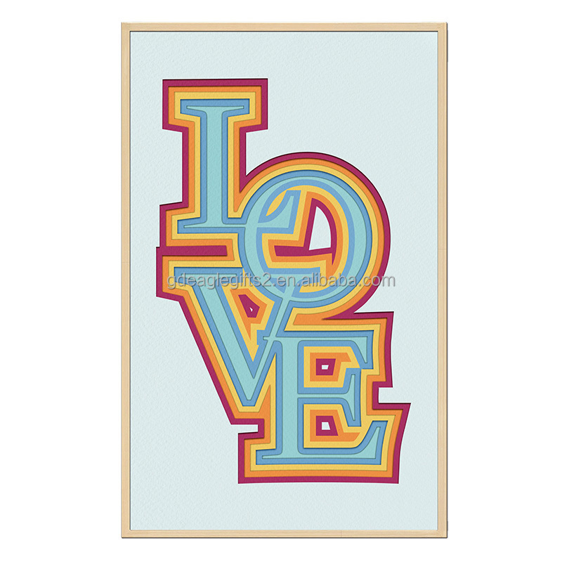 EAGLEGIFTS Love Sign Plastic Frames Picture Wall Art Mixed Media Artwork 3D Cardboard Wall Decorations for Home