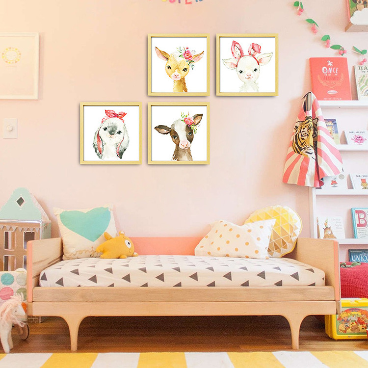 EAGLEGIFTS Nursery Girls Decor Poster Frames Handmade Children's Wall Art Lovely Animal Picture Wall Frame for Kids Bedroom