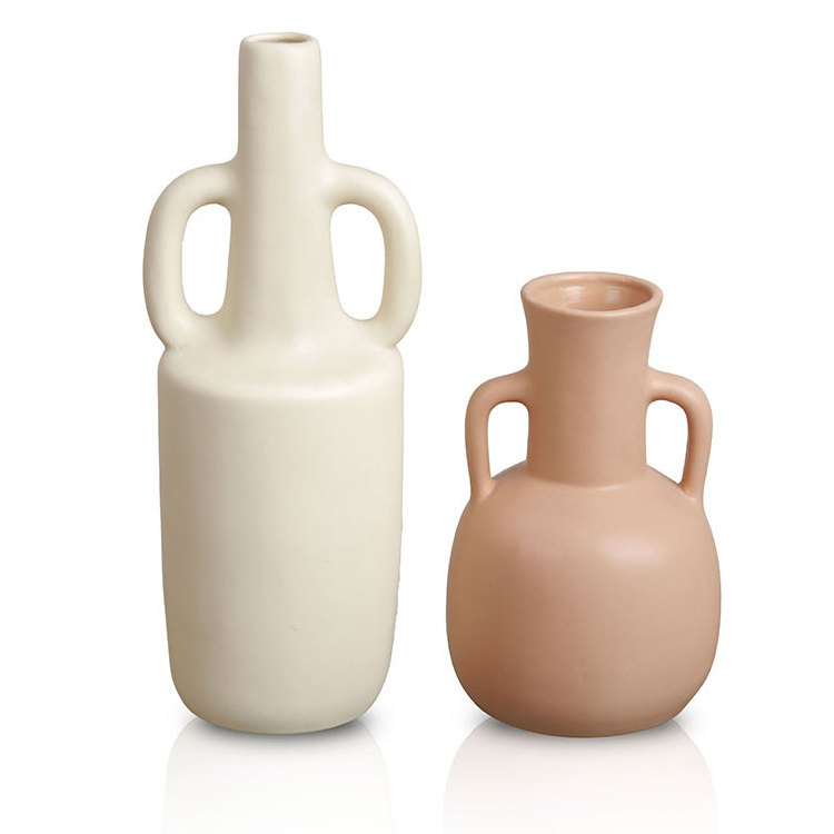 EAGLEGIFTS Nordic Curvy Matt Terracotta Clay Pottery Vases Set Home Decor Small Ceramic Pots And Vase For Flowers Plants