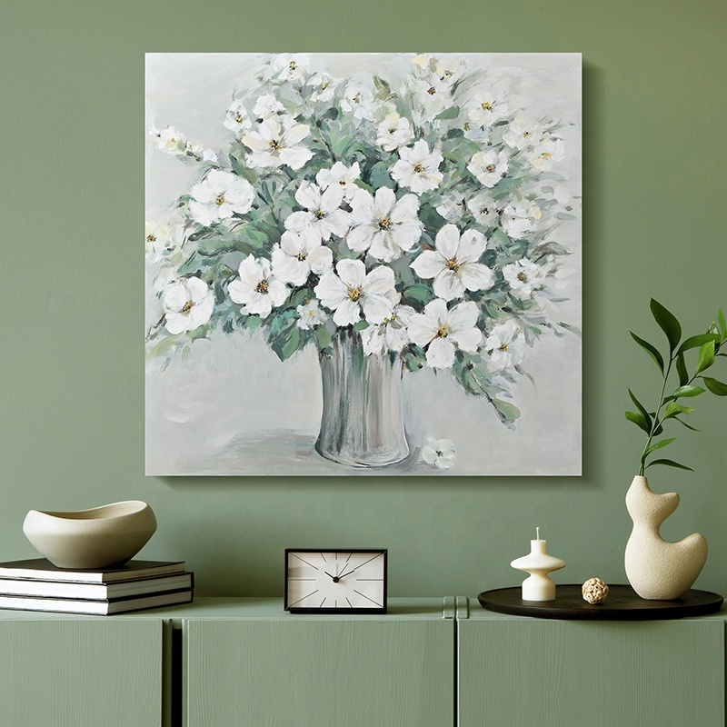 EAGLEGIFTS Classic Natural Landscape Flowers Canvas Oil Paintings Australia 3d White Floral Embossed Painting Sell Online