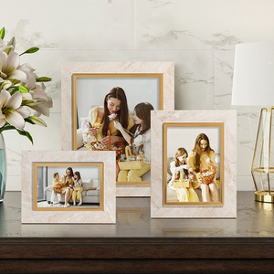 EAGLEGIFTS Kraft Paper Picture Frames Cardboard Photo Frames Gold Plated Marble Paper Picture Frames 4x6 Photo Cardboard Easels