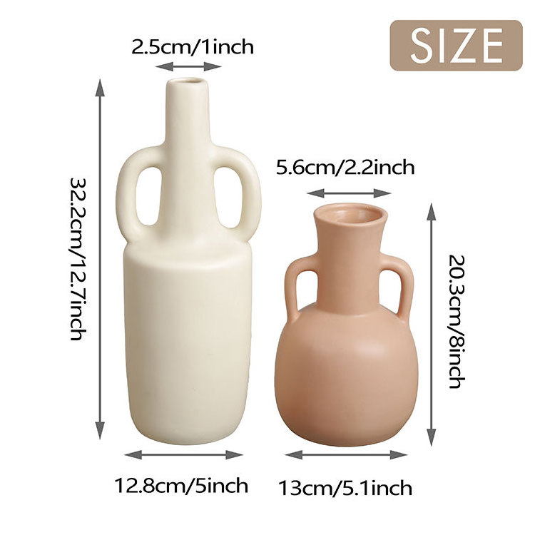 EAGLEGIFTS Nordic Curvy Matt Terracotta Clay Pottery Vases Set Home Decor Small Ceramic Pots And Vase For Flowers Plants