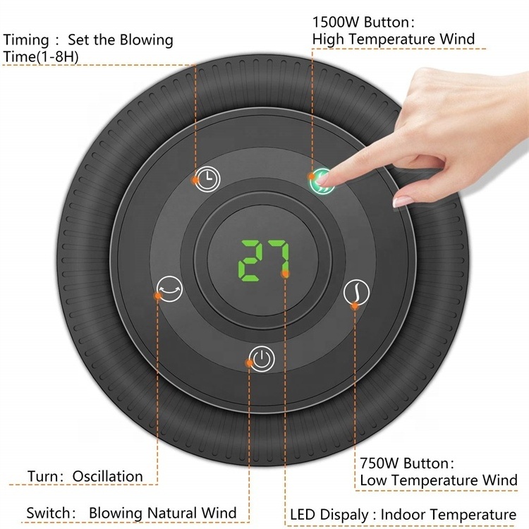 Portable PTC Fan Heater 2 Heating Power PTC Ceramic Heater 2000W Small Desktop Fan Heater With CE Rohs