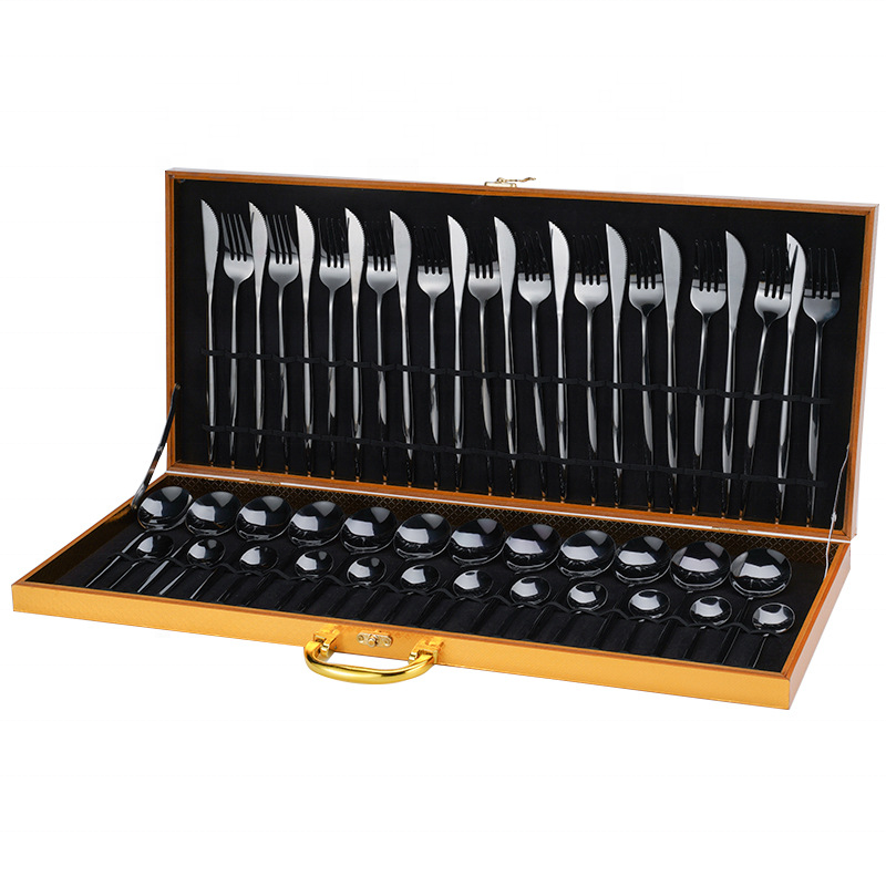 Cutipol Goa Stainless Steel Wedding 48 Pcs Flatware Gold Spoons Forks Knife Cutlery Silverware Set