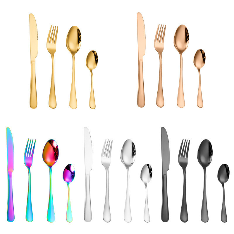 24 Piece Cutlery Set Knife Fork Spoon Cutlery 24PCS Flatware Sets Stainless Steel Set Gold Silverwaret For Wedding