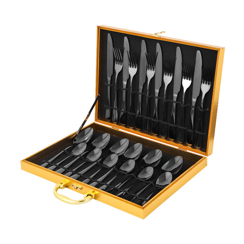 24 Piece Cutlery Set Knife Fork Spoon Cutlery 24PCS Flatware Sets Stainless Steel Set Gold Silverwaret For Wedding