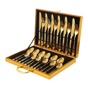 24 Piece Cutlery Set Knife Fork Spoon Cutlery 24PCS Flatware Sets Stainless Steel Set Gold Silverwaret For Wedding