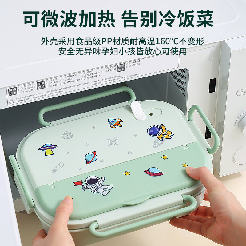 Cartoon 316 Stainless Steel Insulated Lunch Box Food Grade Children Microwavable Bento Lunch Box Leak Proof With Tableware Set