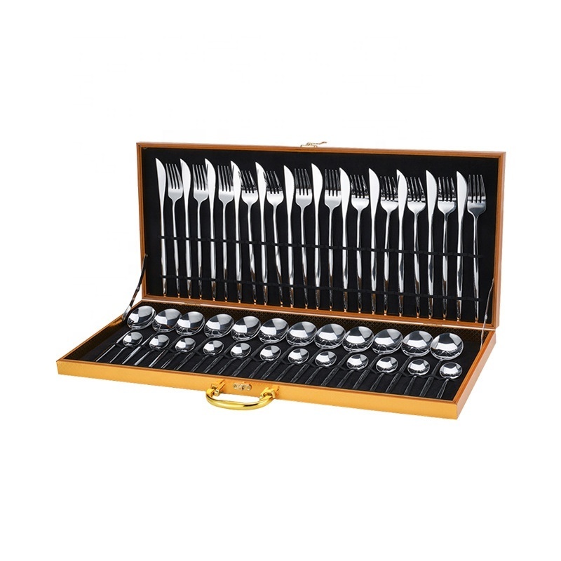 Cutipol Goa Stainless Steel Wedding 48 Pcs Flatware Gold Spoons Forks Knife Cutlery Silverware Set