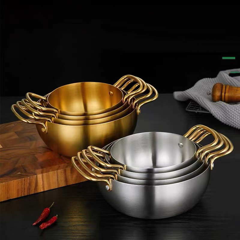 Ramen Noodles Pot Hot Shin Stainless Steel Ramyun Pots Noodles Cooker for Soup Meat Dumpling