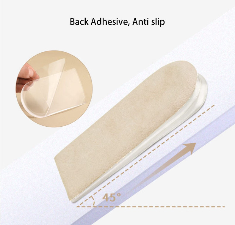 New Design Free Sample 4 Layers Self Adhesive Stick Taller Silicone Gel Lift Shoe Pads Increase Height Insole