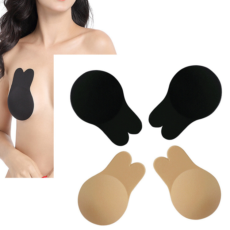 Invisible Reusable Lifts Breasts Covers Frontless Bra Kit Bunny Push Up Boobs Nude Silicone nipple covers