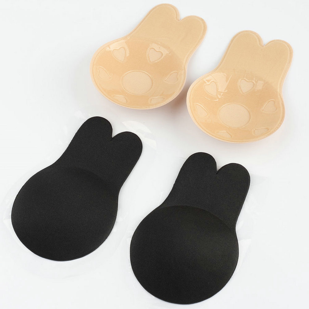 Invisible Reusable Lifts Breasts Covers Frontless Bra Kit Bunny Push Up Boobs Nude Silicone nipple covers