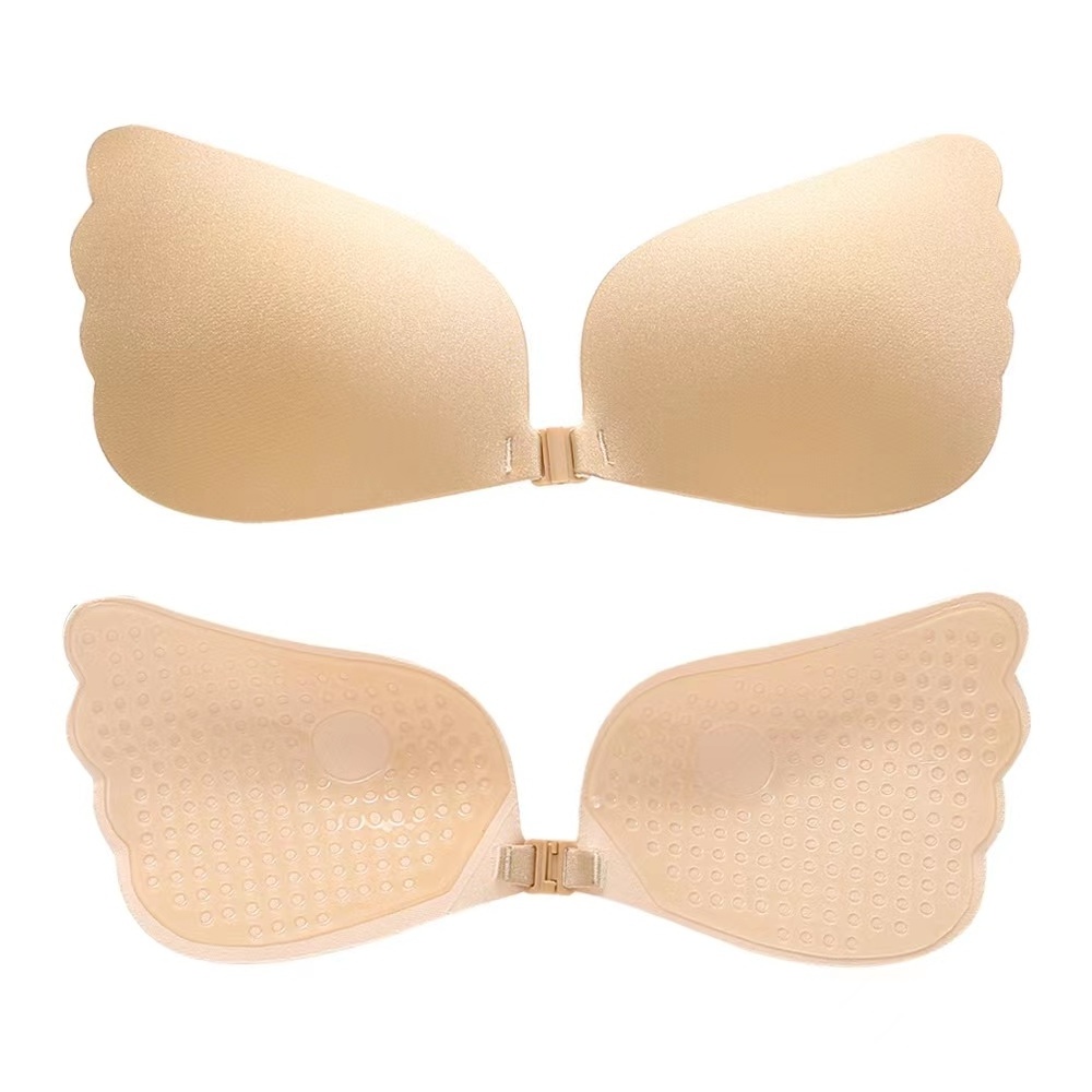 Frontless Sticky Lift Backless Wireless Strapless Cupless Sexy Push Up Bra For Women Wing Shape Adhesive Invisible Bra