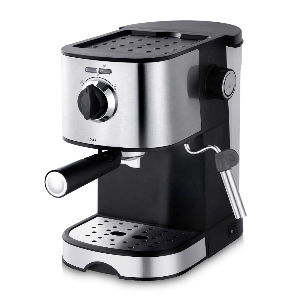 High Pressure Pump Boiler Espresso & Cappuccino Coffee Maker Die-cast Aluminum Alloy 850W Black Electric Stainless Steel 16 220