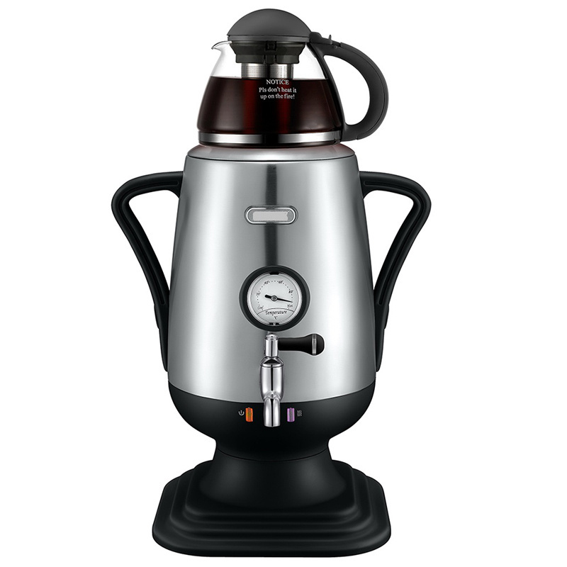 3.2L Stainless Steel Kettle with Glass Teapot Russian Electric Turkish Samovar with Keep Warm Thermometer Function