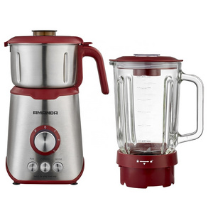 1000W 2 in 1 Food Jug Blender with 1.5L Glass Jar and Stainless Steel Coffee/Spice Grinder, Smoothie Maker & Ice Crusher