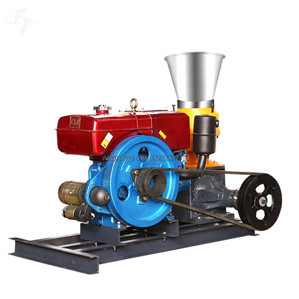 FY Small Household Diesel-Powered Diesel Feed Pellet Machine, Pellet Press 22hp Diesel Engine Kl230a Biomass Pellet Mill