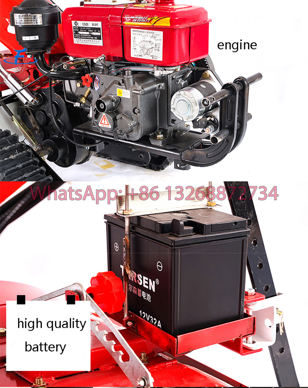 FY Multifunction Diesel Mini Rotary Tiller and Cultivator,  Gasoline Rotary Tiller Soil Ridge Small Tractor