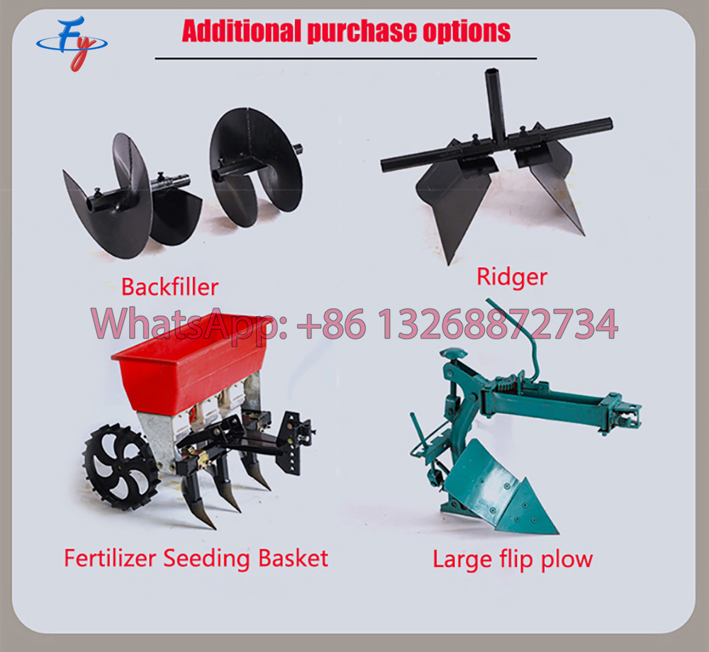 FY Multifunction Diesel Mini Rotary Tiller and Cultivator,  Gasoline Rotary Tiller Soil Ridge Small Tractor