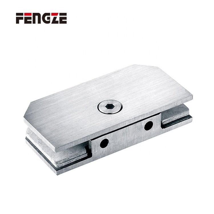 Fengze High Quality Sliding Glass Door Hardware Bevel Edge Square 0 Degree Stainless Steel Glass Clamp Glass Railing Clips