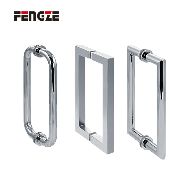 High Quality Window Furniture Handles Square Glass Brass Door Handle Wholesale Stainless Steel Glass Shower Sliding Door Handle