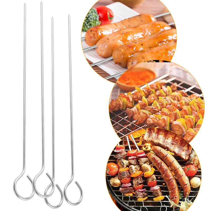 wholesale metal Barbecue grill bbq skewer stainless steel metal kabob skewers stick