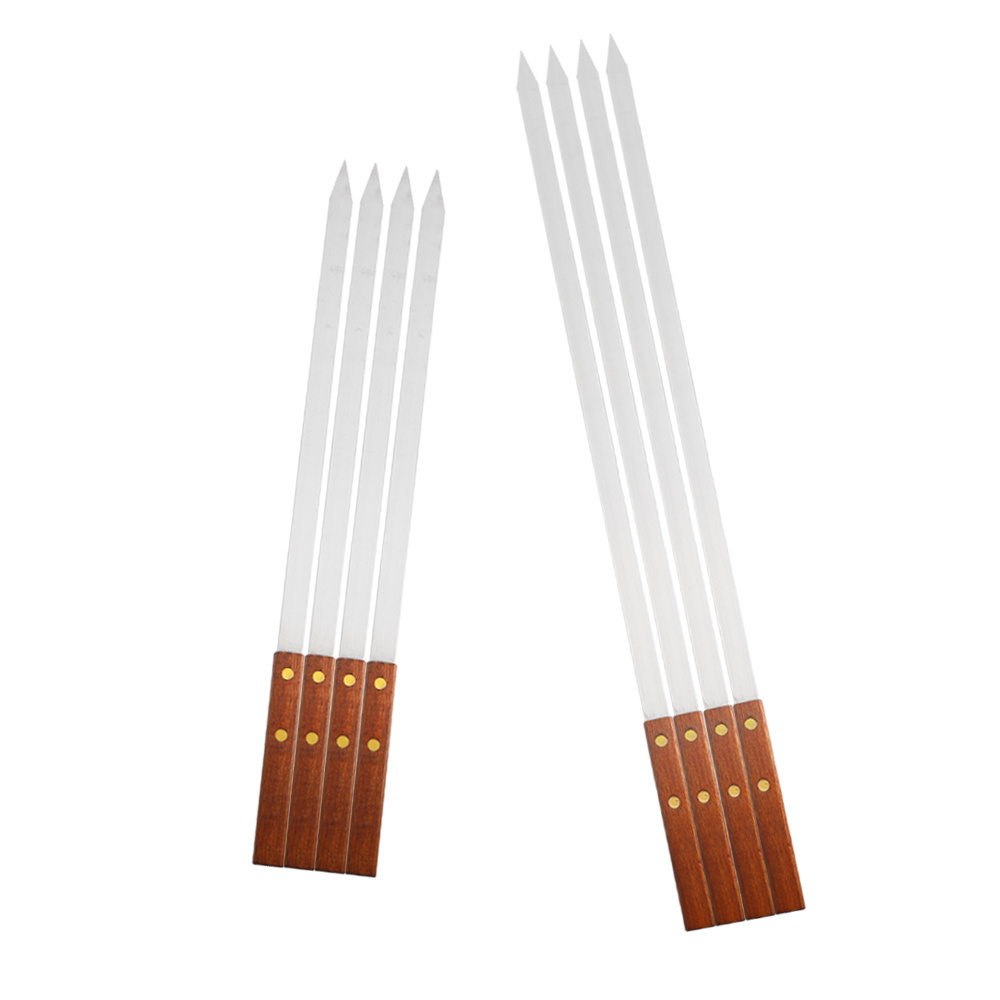 bbq grills Large Flat Barbecue metal Stainless Steel kebab skewers with long handle