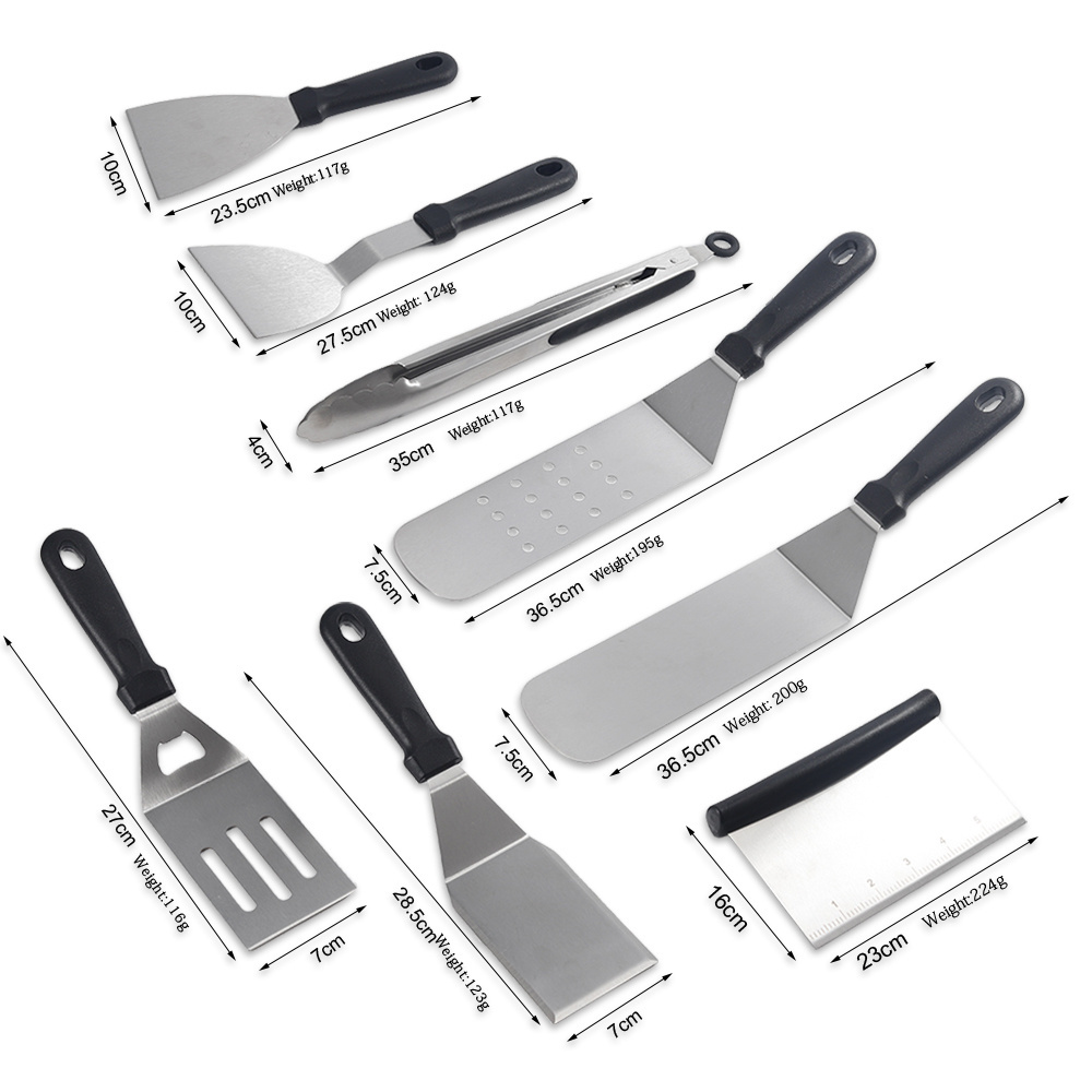 custom logo barbecue stainless steel bbq spatula grill spatula scraper set