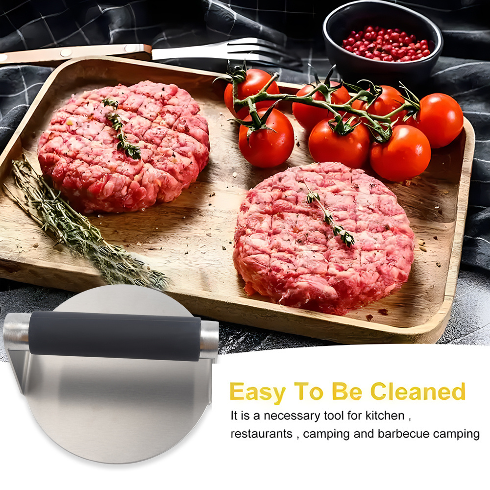 Non-Stick 5.5 inch Stainless Steel smash burger press hamburger patty maker Round Burger with Anti-Scald Handle