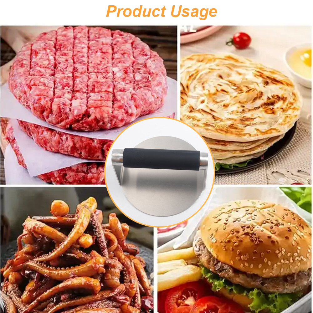 Non-Stick 5.5 inch Stainless Steel smash burger press hamburger patty maker Round Burger with Anti-Scald Handle