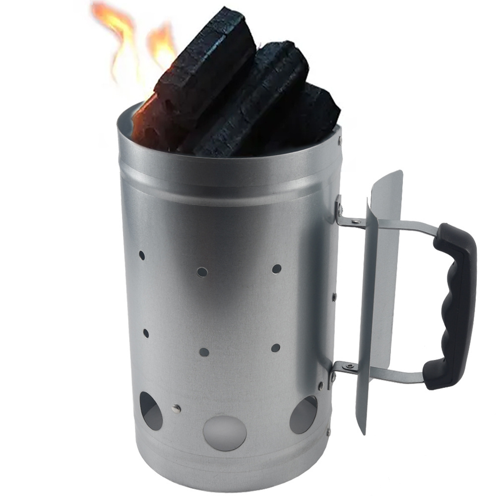 New design portable Outdoor Bbq chimney charcoal fire starter with pp handle for Outdoor Camping