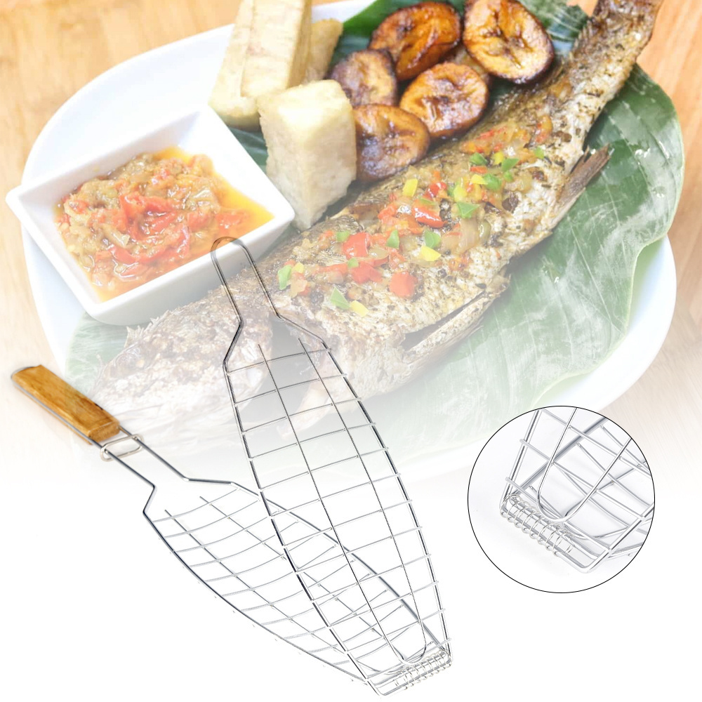 Non-stick barbecue grilling nettingTools bbq wire fish shape veggies grill basket