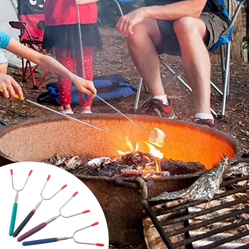 Barbecue accessories campfire Skewers telescopic marshmallow roasting sticks extendable fork