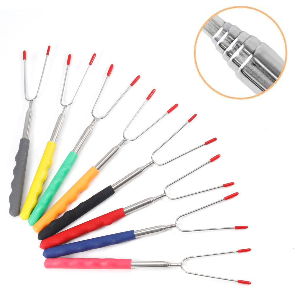 8 pcs Telescopic marshmallow roasting stick extendable Hot Dog barbecue fork Campfire Skewers