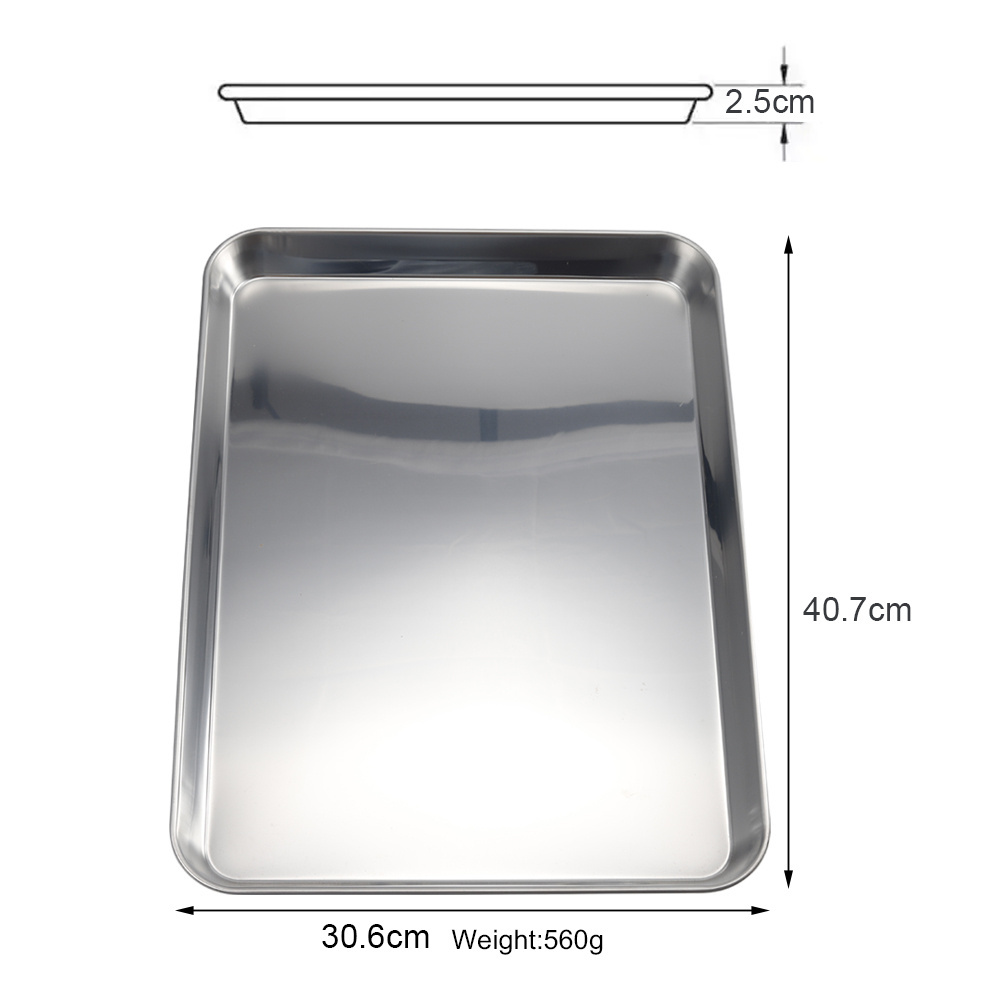 custom 304 Stainless Steel Sheet Toaster Oven Baking Barbeque Rectangle Pan Grill Plate Baking Tray plate