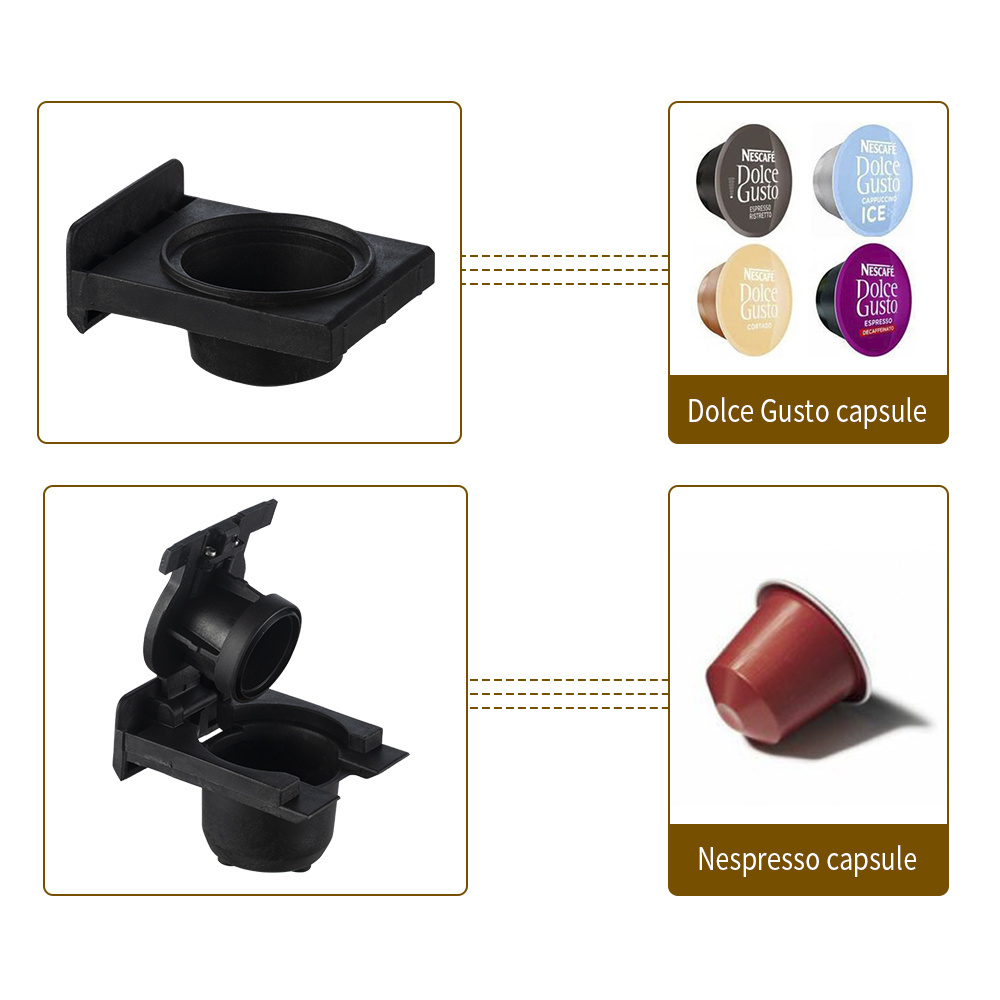 Hot selling 2 in 1 multi capsule coffee machine compatible with Nespresso and Dolce gusto