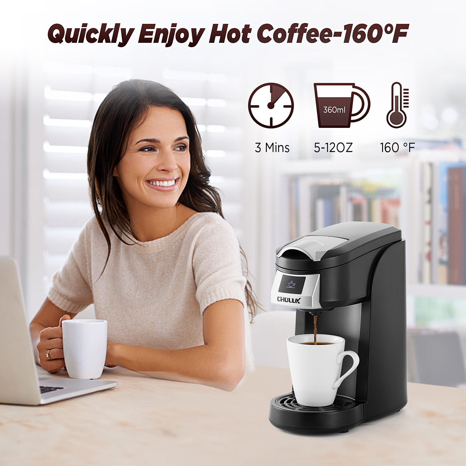 Chulux Hot Selling 3.5 Bar  Small Spaces Single Cup Coffee Machine Portable K-Cup Coffee Maker