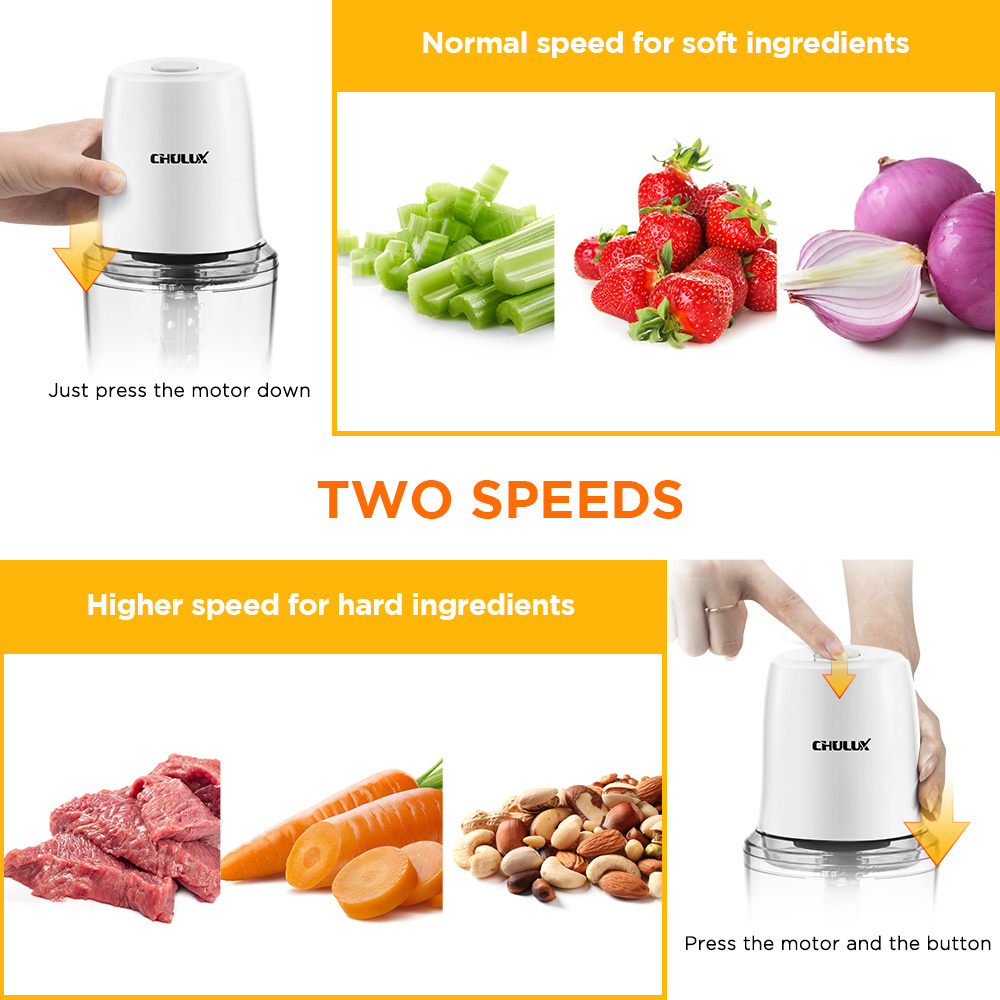 Chulux 0.5L mini electric chopper With Sharp Blades Food Processor for Vegetables Meat Fruits Nuts 2 Speed