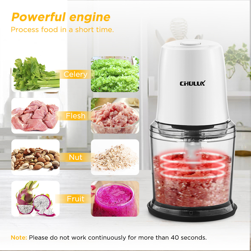 Chulux 0.5L mini electric chopper With Sharp Blades Food Processor for Vegetables Meat Fruits Nuts 2 Speed