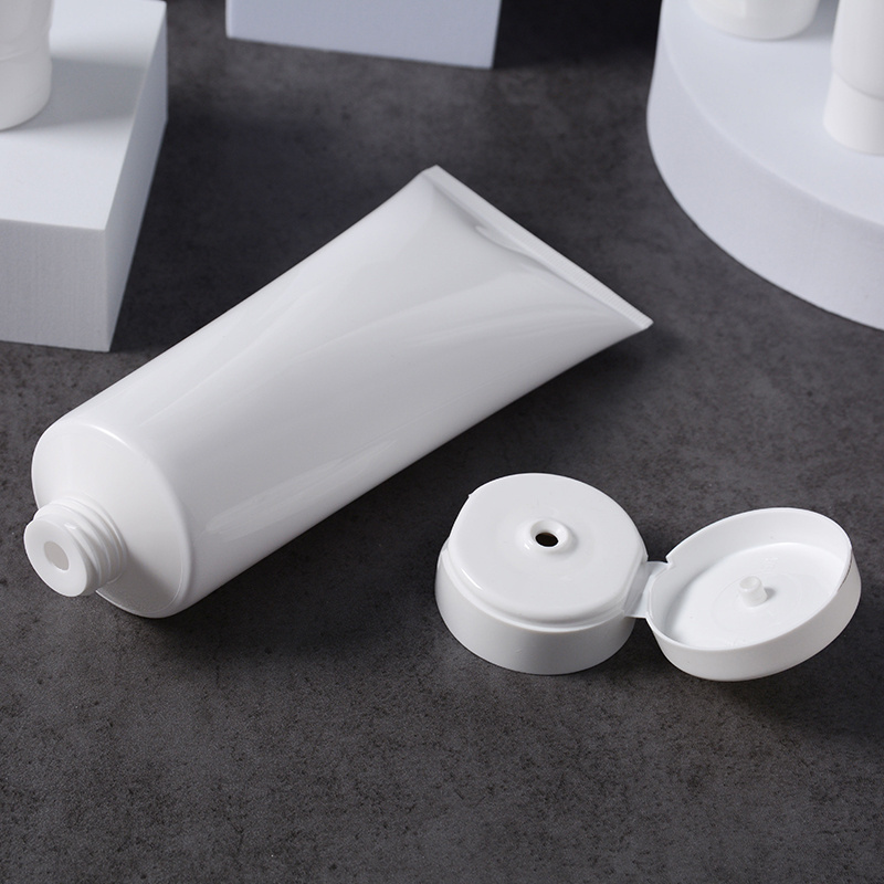 Custom White Eco Friendly Biodegradable Plastic PE Hand Cream Body Lotion Soft Cosmetic Packaging Squeeze Tube for sample