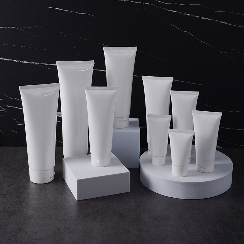 Custom White Eco Friendly Biodegradable Plastic PE Hand Cream Body Lotion Soft Cosmetic Packaging Squeeze Tube for sample