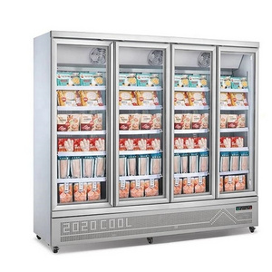 4 Glass door upright display freezer Supermarket vertical deep freezer Sliding door upright freezer