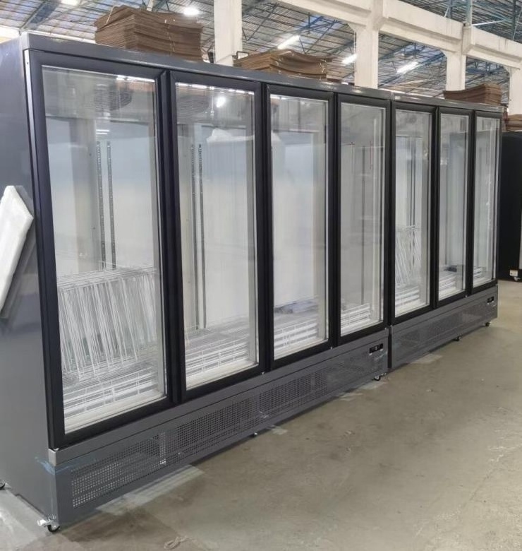 4 Glass door upright display freezer Supermarket vertical deep freezer Sliding door upright freezer