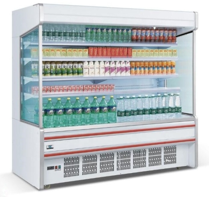 Supermarket Vertical Milk Juice multideck Open Display Fridge / Wind curtain fruits showcase Refrigerator