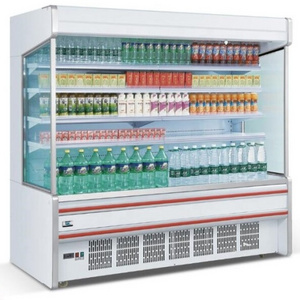 Supermarket Vertical Milk Juice multideck Open Display Fridge / Wind curtain fruits showcase Refrigerator