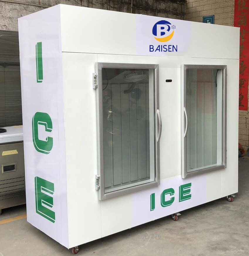 Double glass door ice storage freezer / Indoor use Ice merchandiser