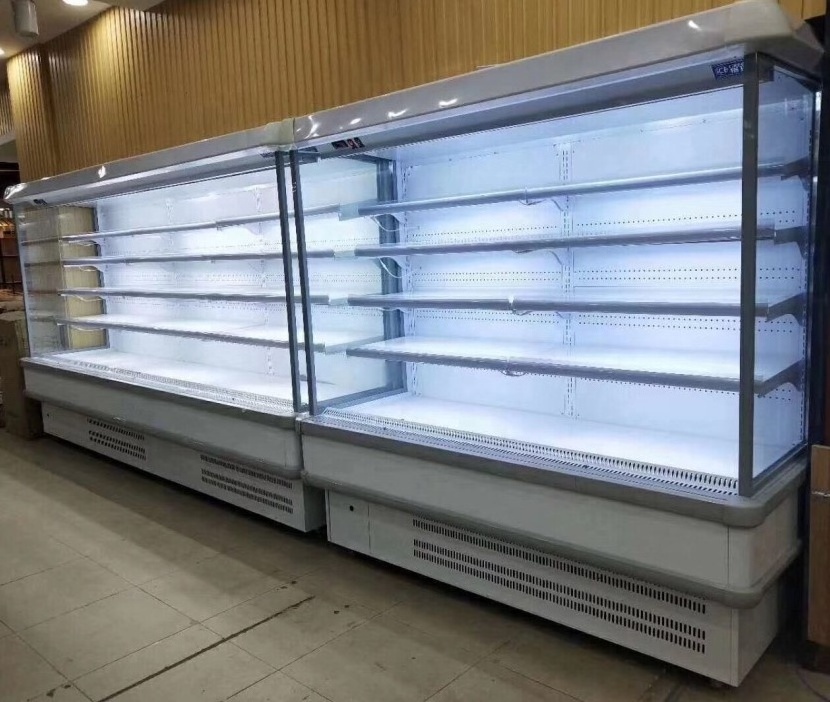 Supermarket Vertical Milk Juice multideck Open Display Fridge / Wind curtain fruits showcase Refrigerator